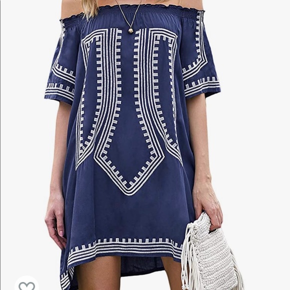 Dresses & Skirts - Off the shoulder navy blue dress- Size M